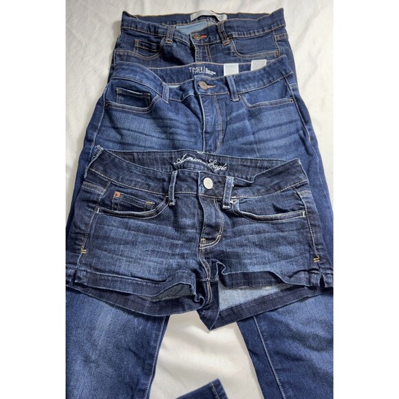 Size 4 Denim Lot 2 Pair Jeans 1 Shorts  Dark Wash Skinny High Rise Bundle BL - Picture 1 of 16